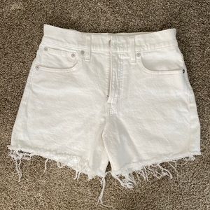 Madewell white denim high waist shorts